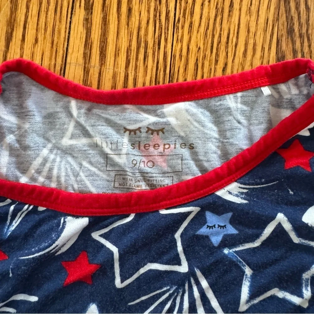 Little Sleepies Sz 9/10 Short Sleeve Bamboo Stars Firework Patriotic Top Only